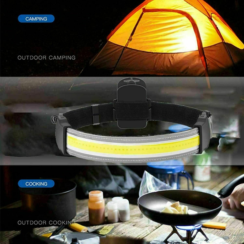 2 Pack Headlamp Flashlight LED 220° Wide Beam Headlamp Lightweight COB Bright US