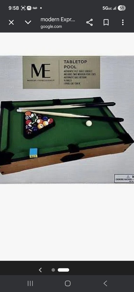 Modern Expressions Tabletop Pool Table Mini Pool Table