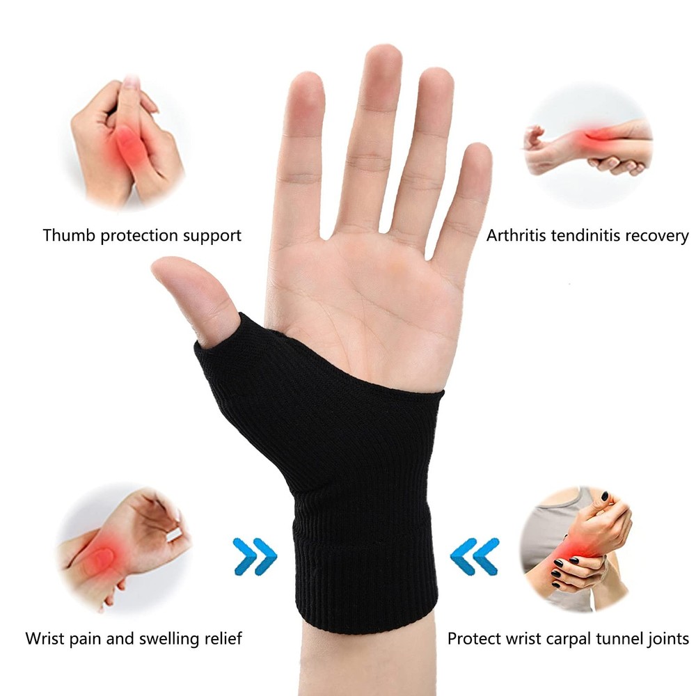 Wrist Thumb Support Compression Gloves (1 Pair), Breathable One Size, black