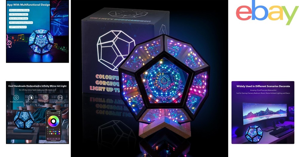 Unique Dodecahedron LED Lamp with Adjustable Brightness for Decorative Lighting
