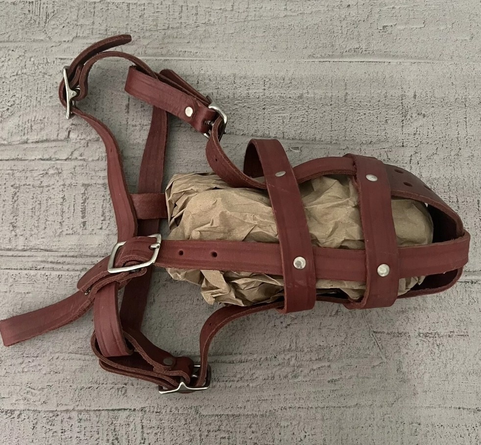 Leather Brown Size XL  Dog  Muzzle  Adjustable
