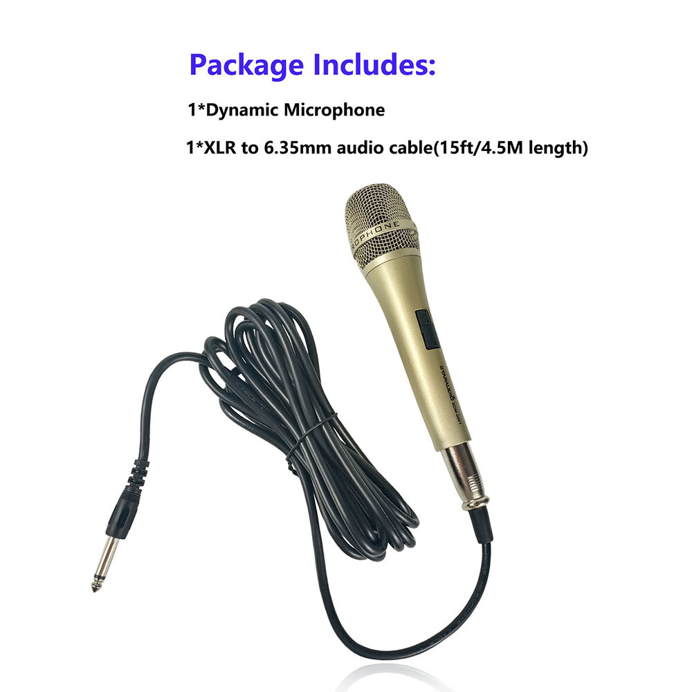 Unidirectional Wired Handheld Microphone Dynamic XLR Cable Mic for Singing Speak