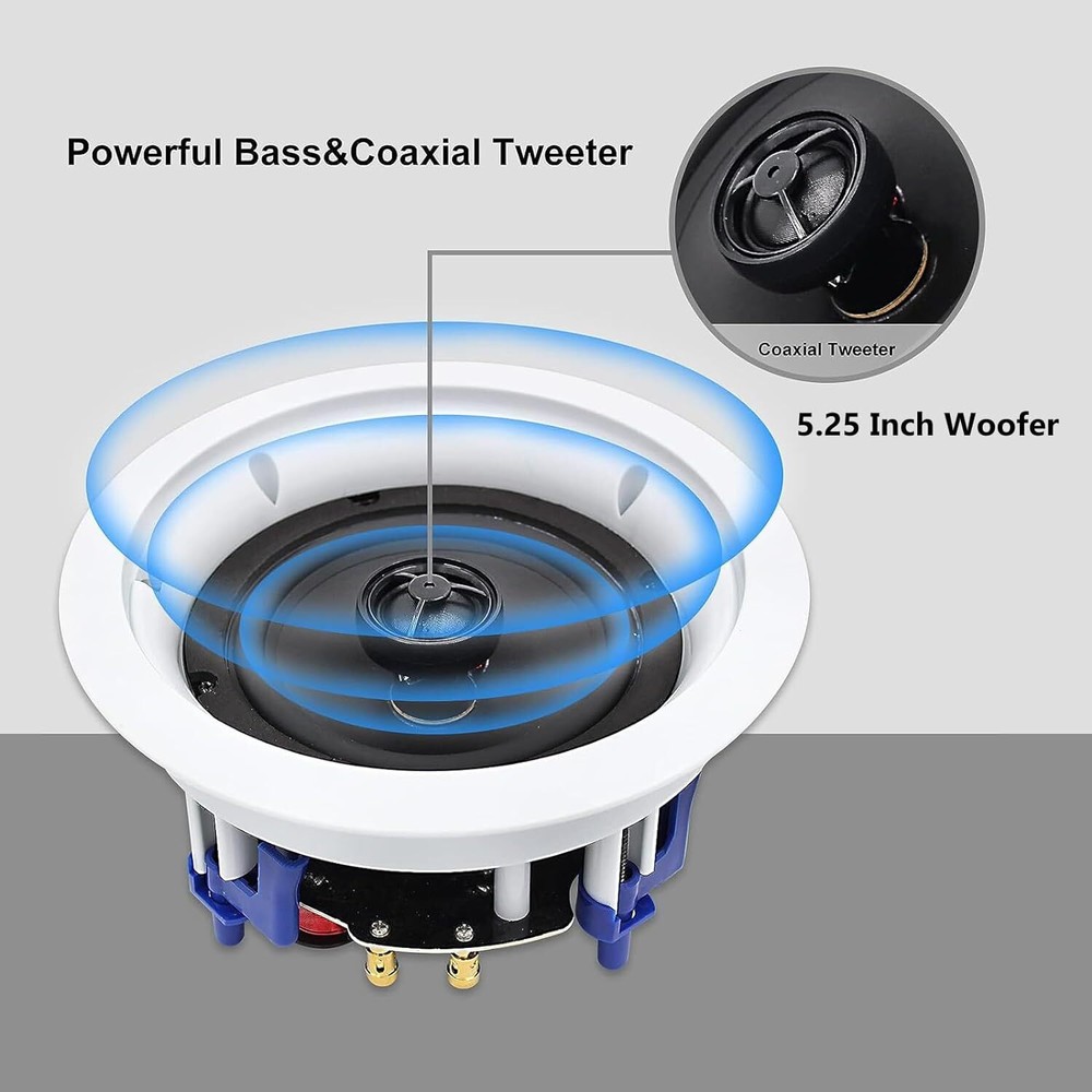 Herdio 300W Kitchen Ceiling Speakers Bluetooth Wall USB AUX Wall Mount Amplifier