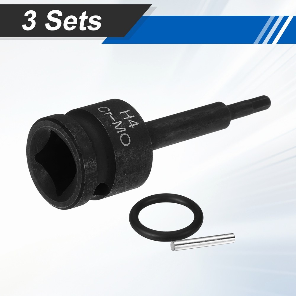 3pcs 1/2" Drive Impact Hex Bit Socket 4mm Metric CR-MO Steel Hexagonal Socket