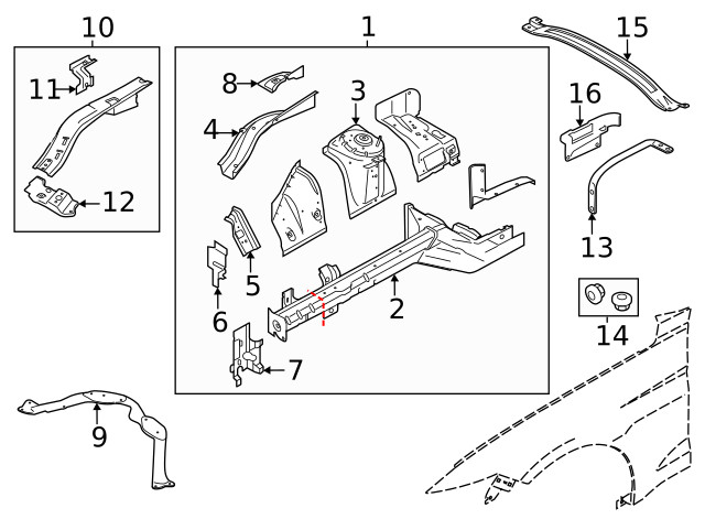 Genuine Ford Radiator Support Tie Bar Bracket FR3Z-16152-A