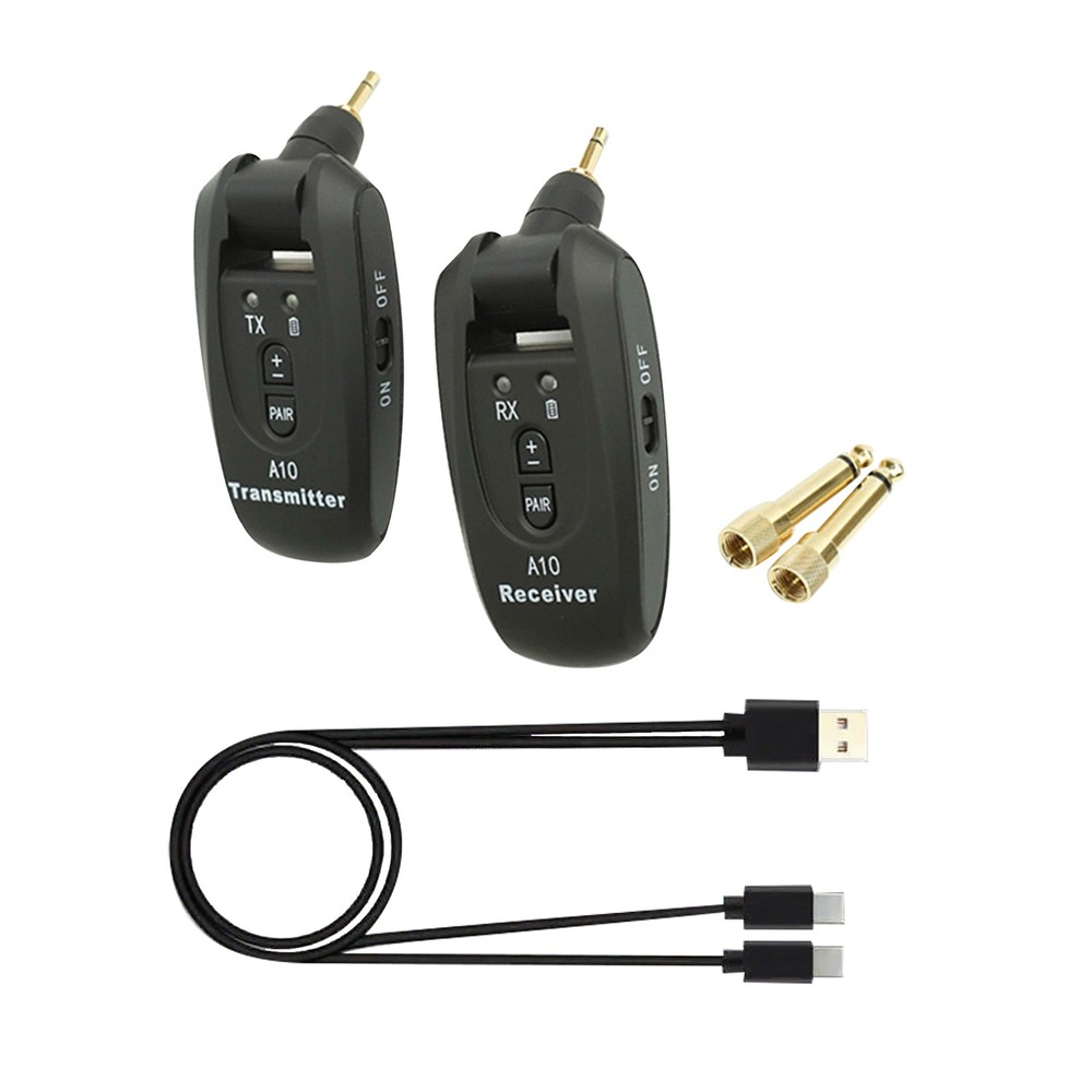 Wireless Guitar Kit Transmitter & Receiver System 100ft 24Bit Audio 2.4GHz