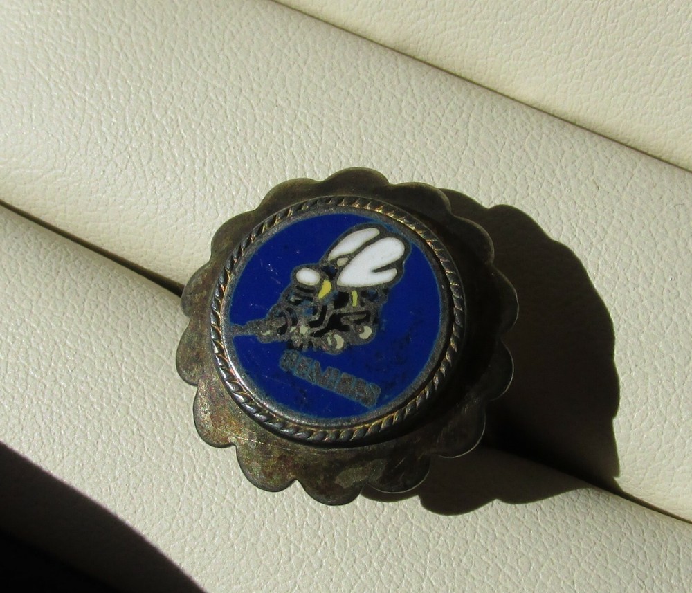 US Navy USN Seabee ring Silver enameled