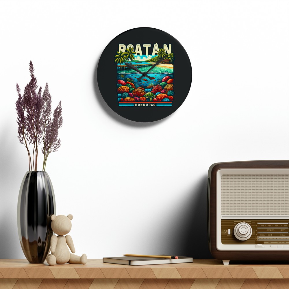 Roatan Honduras Wall Clock (Acrylic)