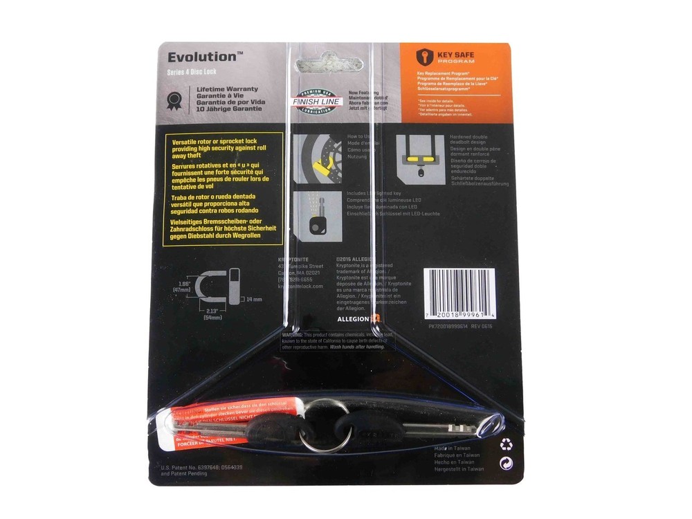 Kryptonite Evolution Series 4 Disc Lock Yellow and 525 2.5 ft Looped Cable