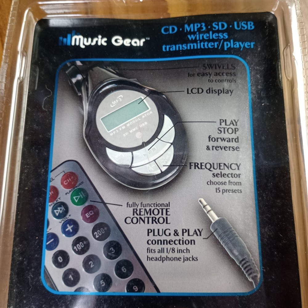 Music Gear Wireless Transmitter Player CD MP3 SD USB Remote Control Iphone Ipod