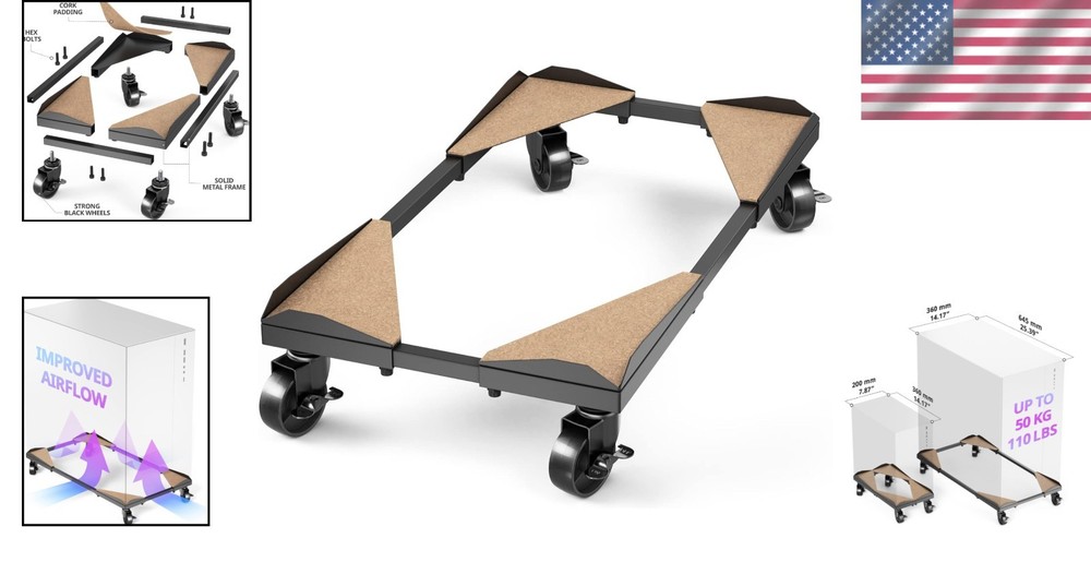 Adjustable Computer Cart with Open Structure for Dust Reduction and Stability
