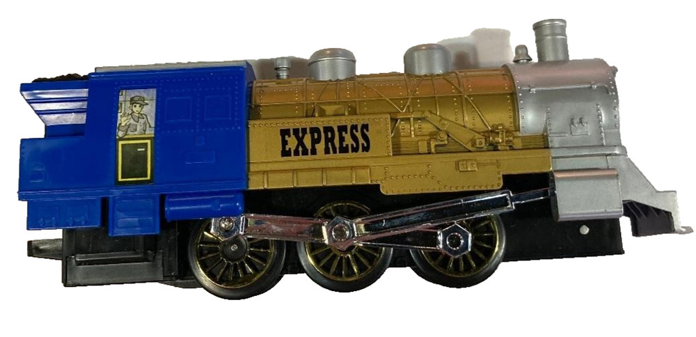 Model Train Express steam engine blue & gold & silver