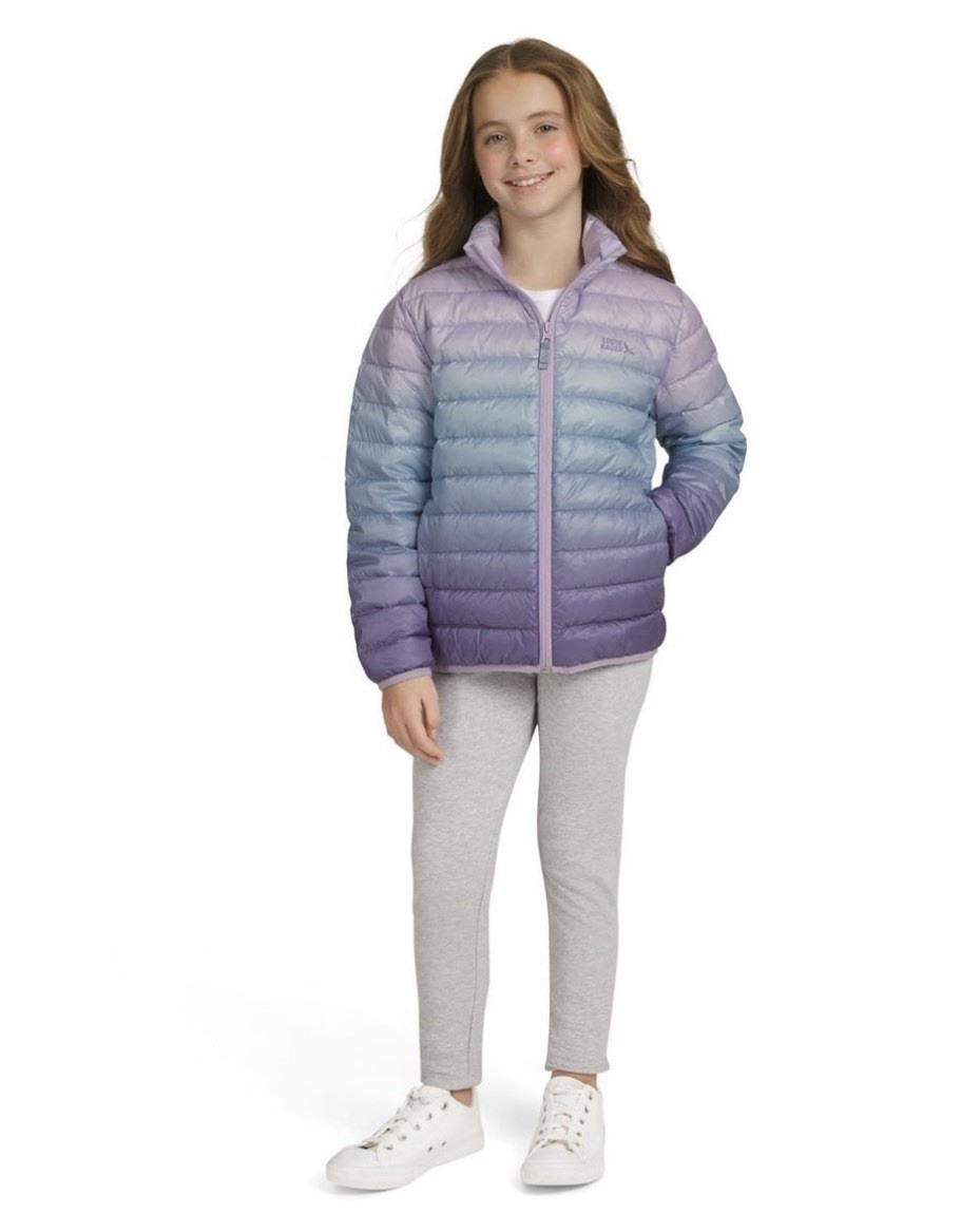 Eddie Bauer Girls Packable Down Jacket Size XL (14-16) Blue/Purple 650 NEW