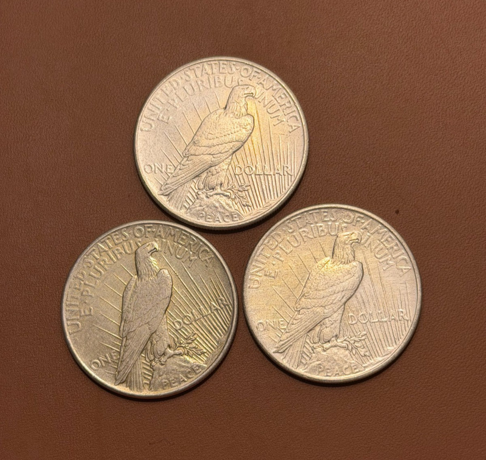 3x 1925 Peace Dollars, 90% Silver in Great Condition!