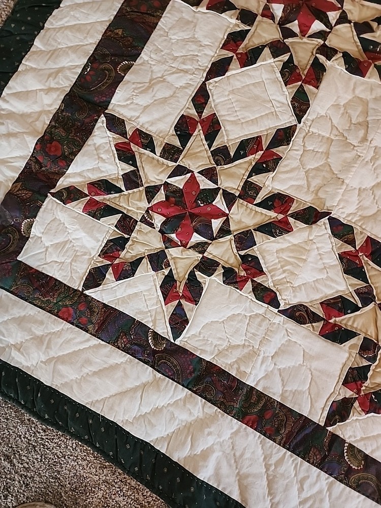 Upcycle Wall Quilt Throw Star Pattern Hand Made 48 X 58