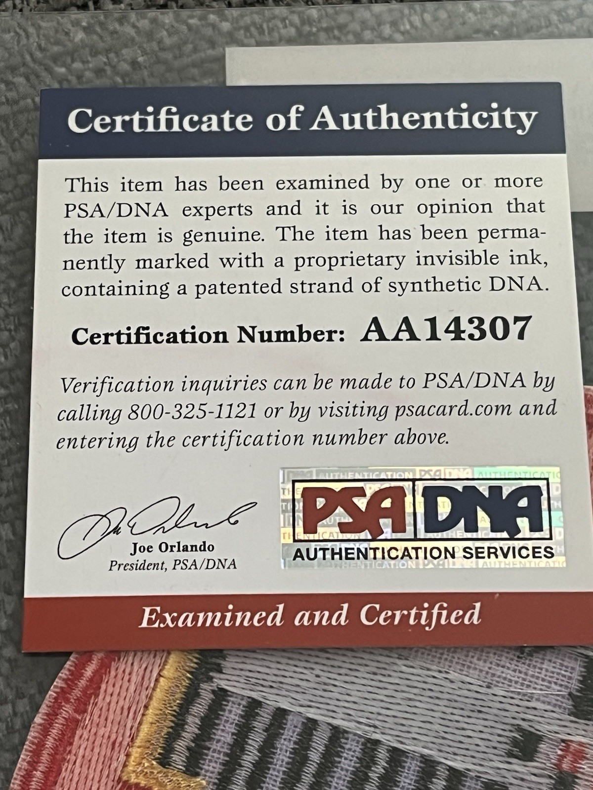 PSA RICHARD COLE SIGNED 14th BOMB SQUADRON PATCH