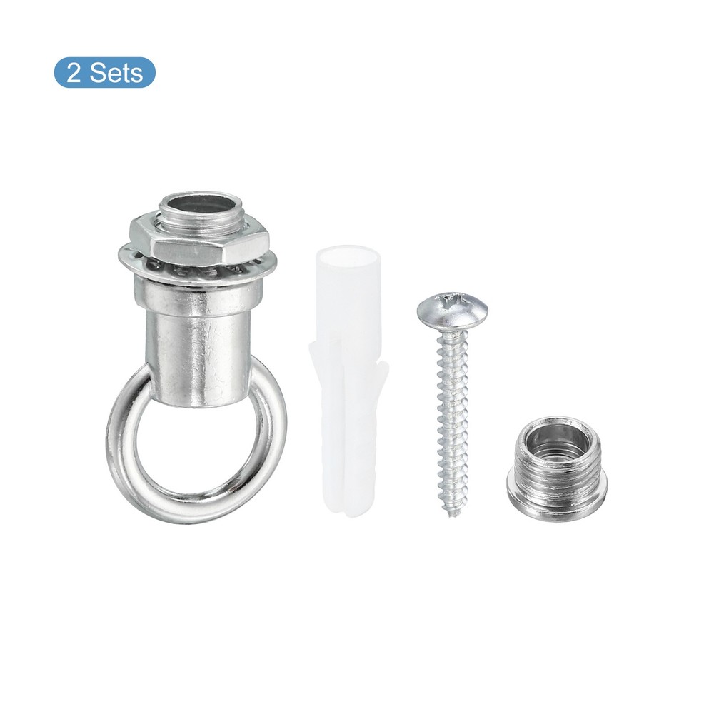 37mmx21mm ceiling hook, 2pcs screw hooks light fixings accessory, silver tone