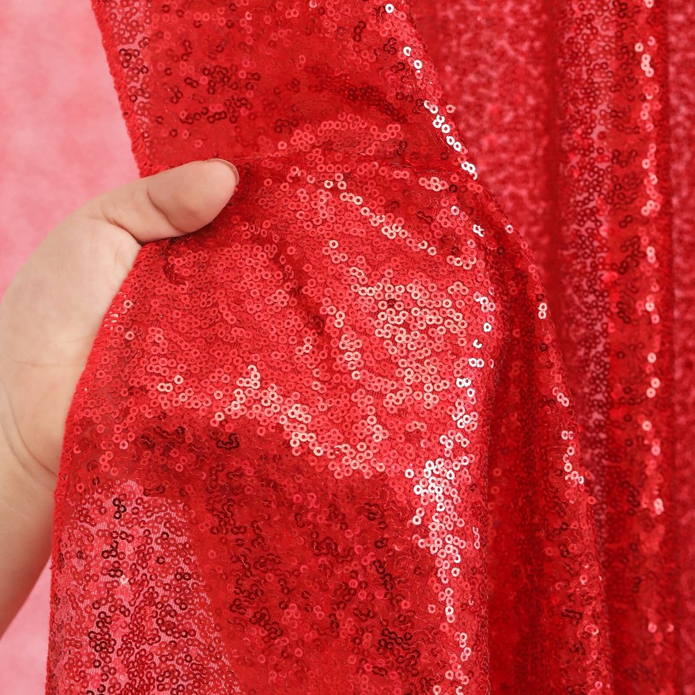 Red Sequin Backdrop Curtain 2 Panels 2ftx8ft Shiny Valentines Backdrop Drapes...