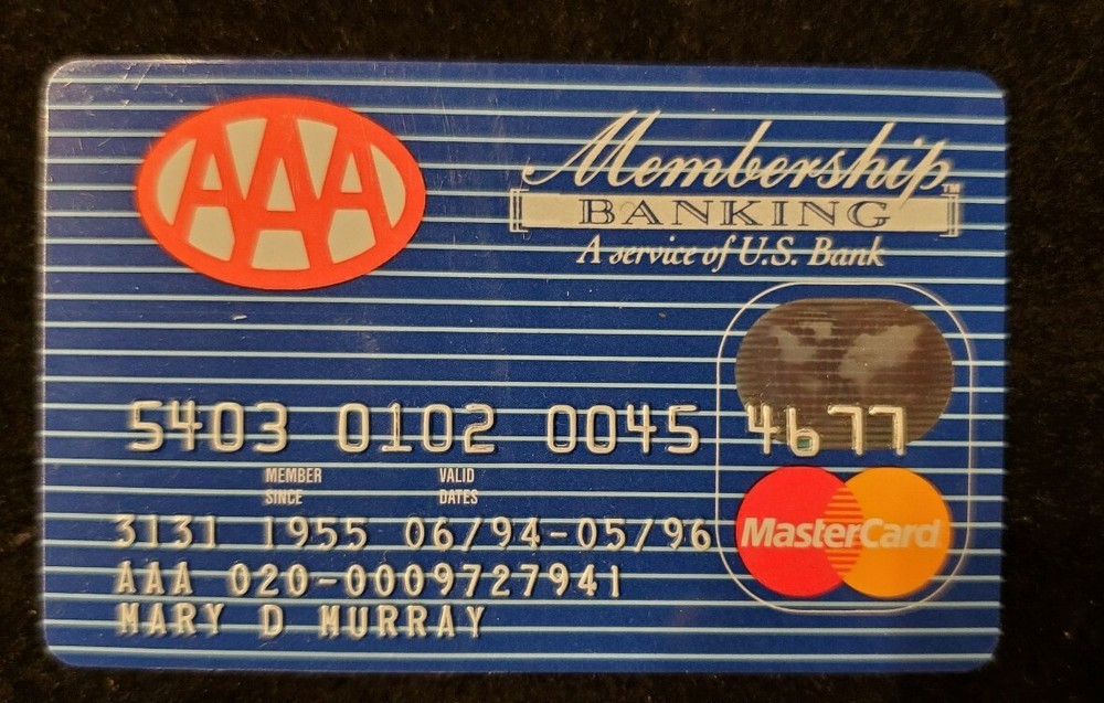 AAA Membership  Banking Mastercard 1996. Our cc625
