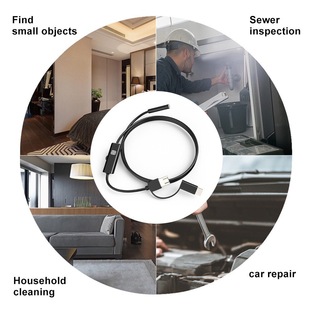 HD USB C Endoscope Type C Borescope Inspection Camera For Android MAC Computer