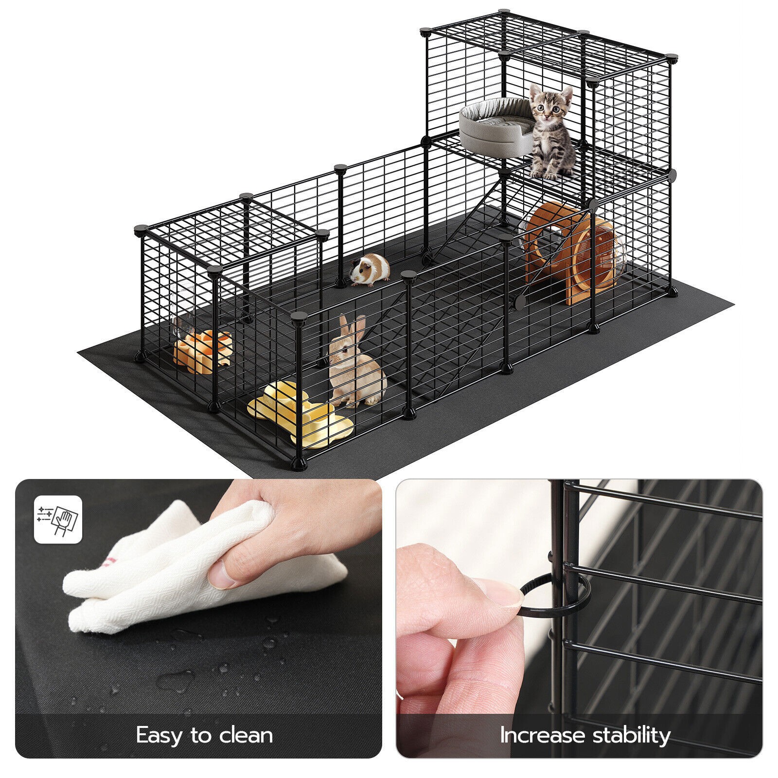 HOOBRO Guinea Pig Cage with Waterproof Mat 24 Panels Small Animal Playpen