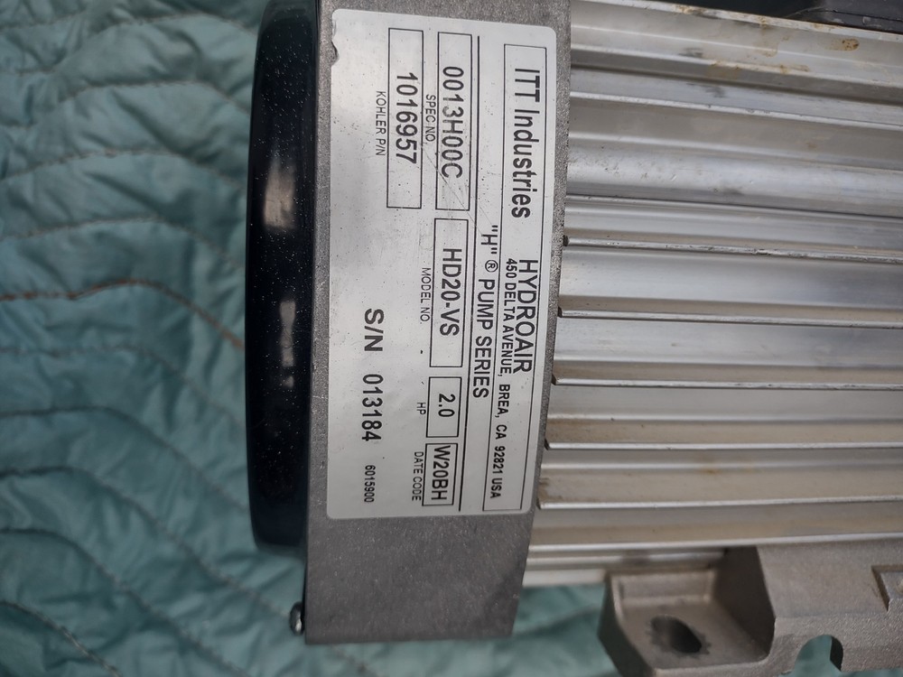 Kohler 1016957 2HP 230V Pump