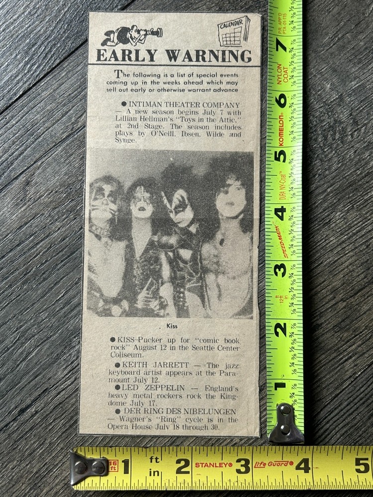 KISS Concert Ad Love Gun Can Am Tour Seattle Aug 12 1977 Vintage Kiss Aucoin