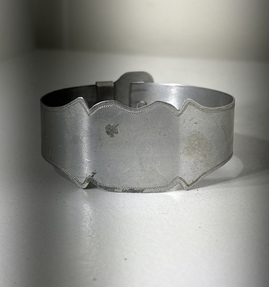 VTG WWII US Military Aluminum Trench Art Bracelet