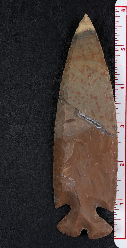 Large 5.8" Point Spearhead, Arrowhead Tool, Knife, Blade with Crystals Embedded