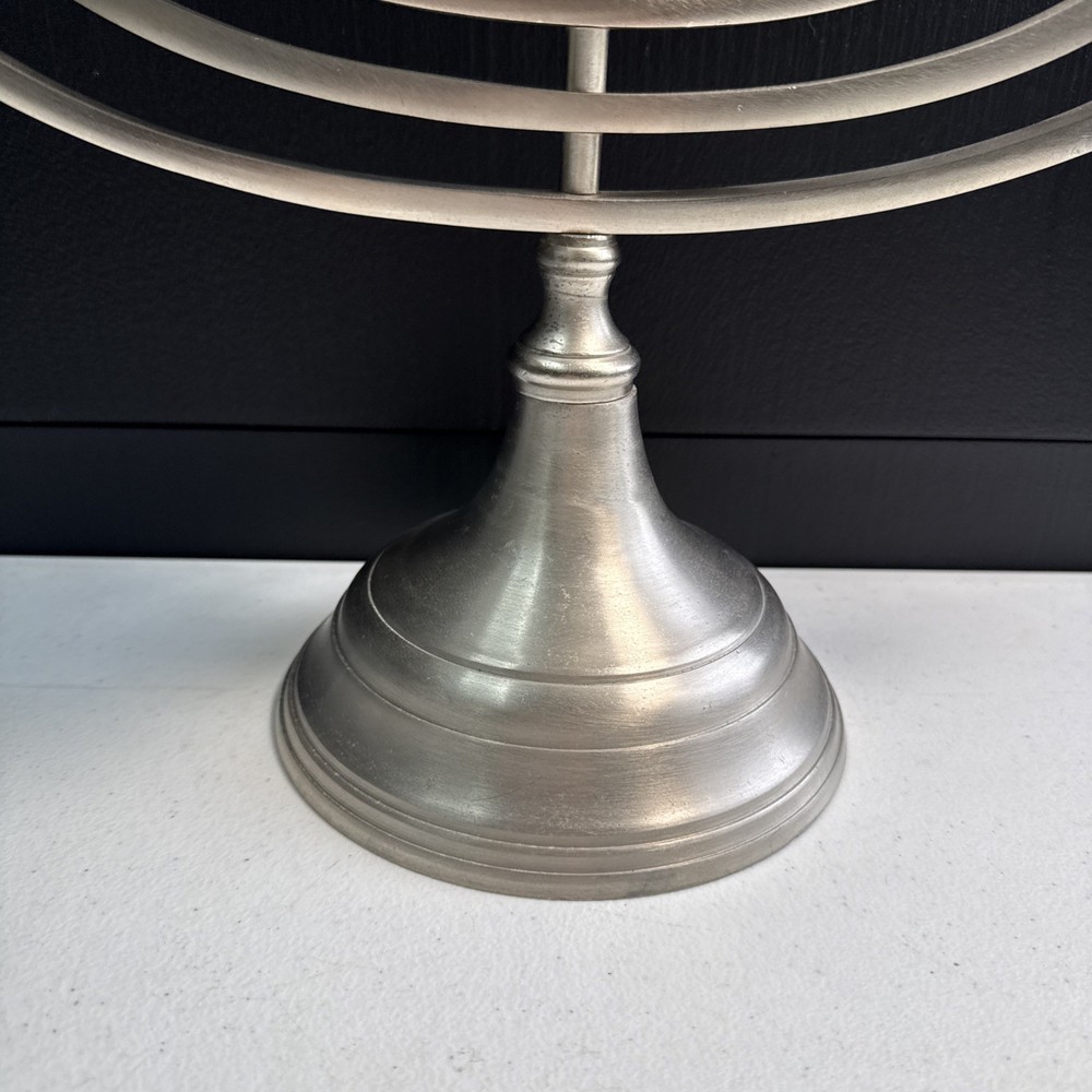 Armillary Sphere Silver Pewter Rotating Spinning Globe