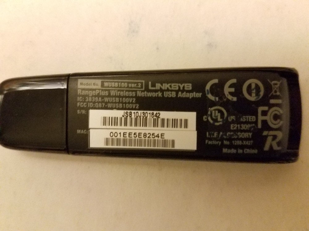 Linksys WUSB100 ver 2 RangePlus Wireless Network USB Adapter