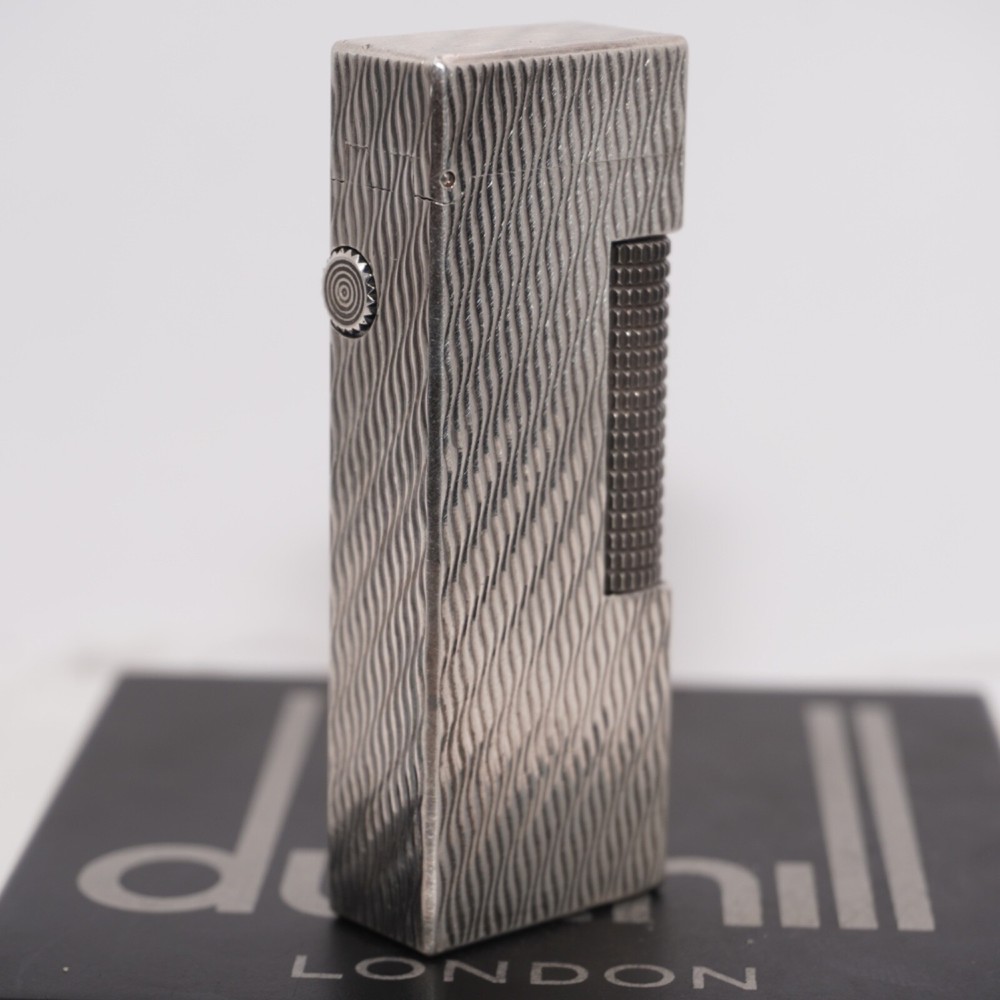 Dunhill Rollagas Lighter Silver WAV Pattern-Ultrasonically cleaned_Working