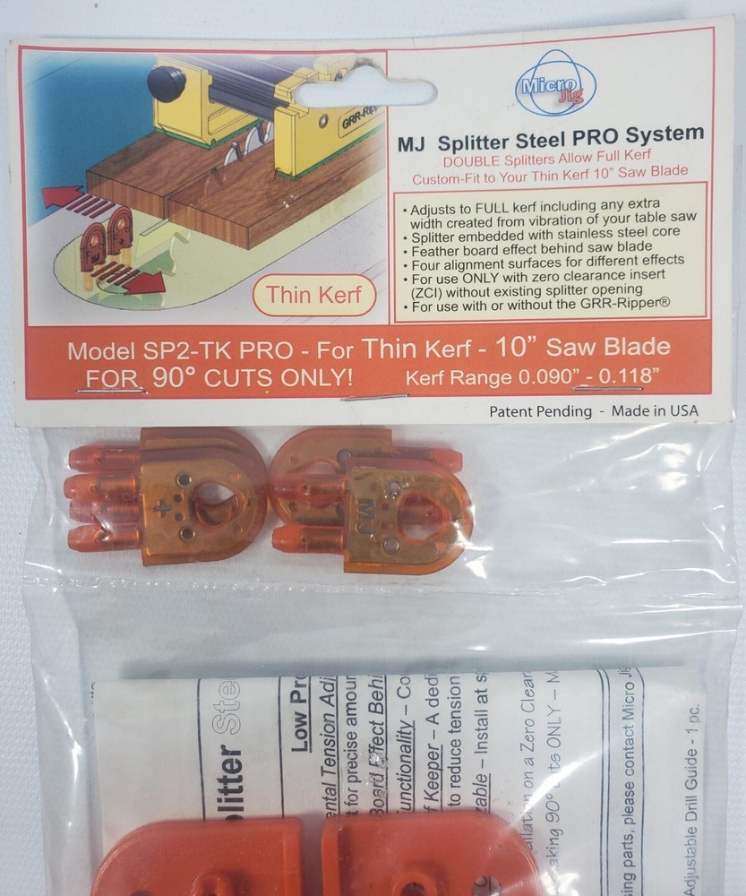 MICROJIG SP-2TK Pro Mj Splitter Steel PRO System Thin Kerf 10" Blade