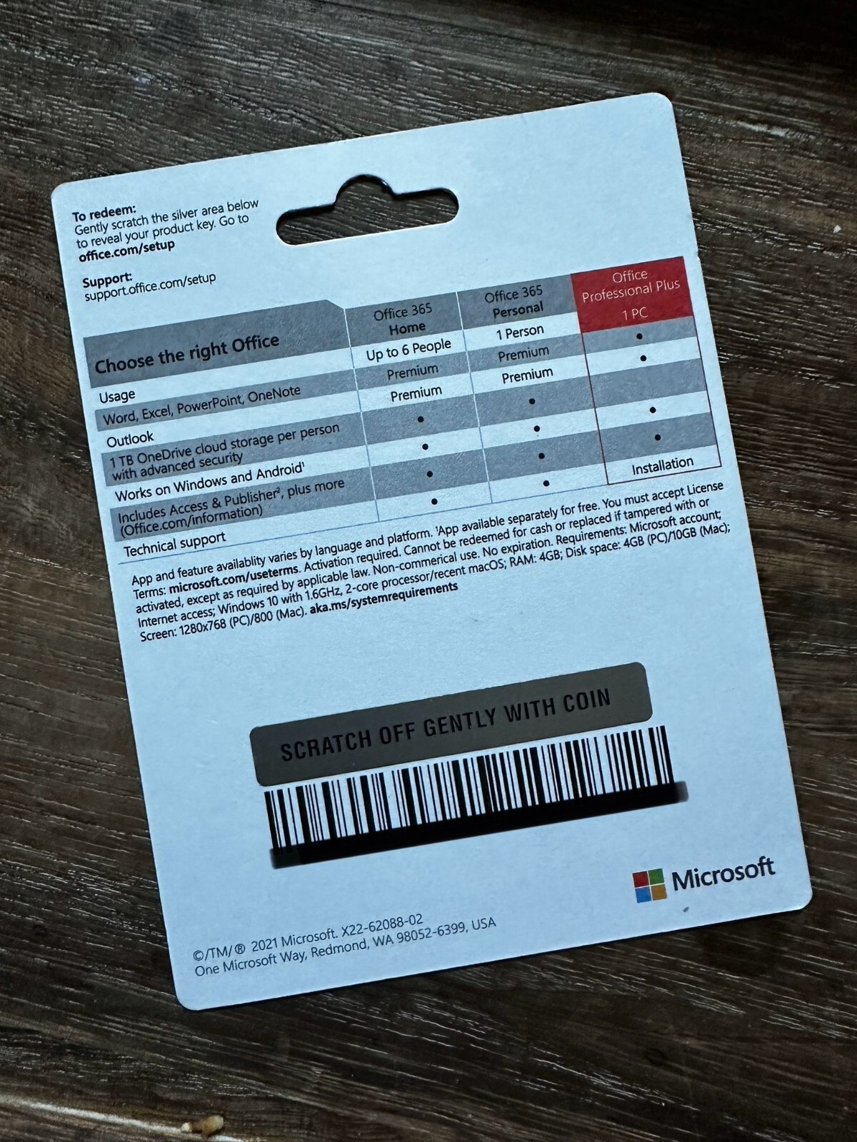 Microsoft Office Professional Plus 2021 retail 1PC product card sealed genuine