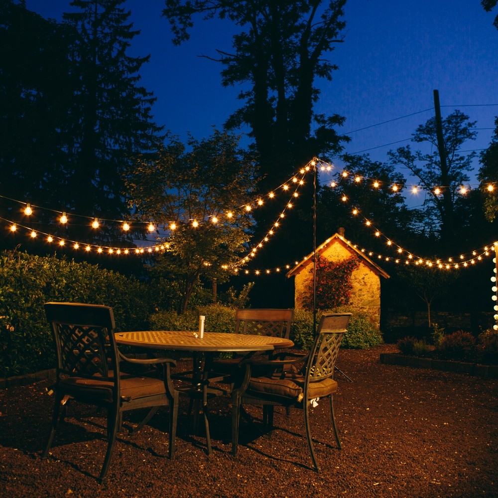 G40 Clear Globe Outside Backyard String Lights with Green Wire - 25’, 50’, 100’