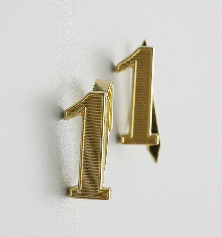 German Army Shoulder Board Cyphers "1" in Gold  x 2