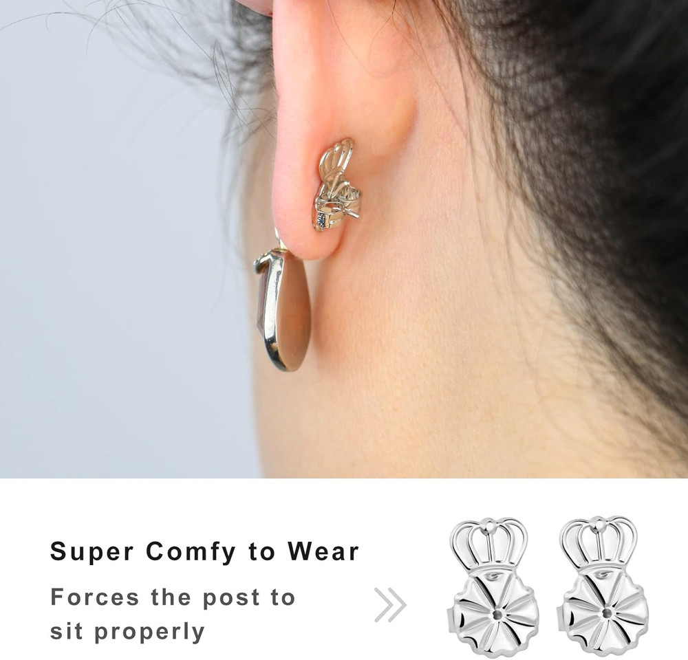 925 Silver Earring Lifting Backs Replacements for Droopy Ears Heavy Earring