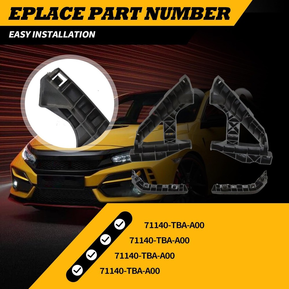 Front Headlight & Bumper Bracket Mount Support Retainer Compatible with 2016-...