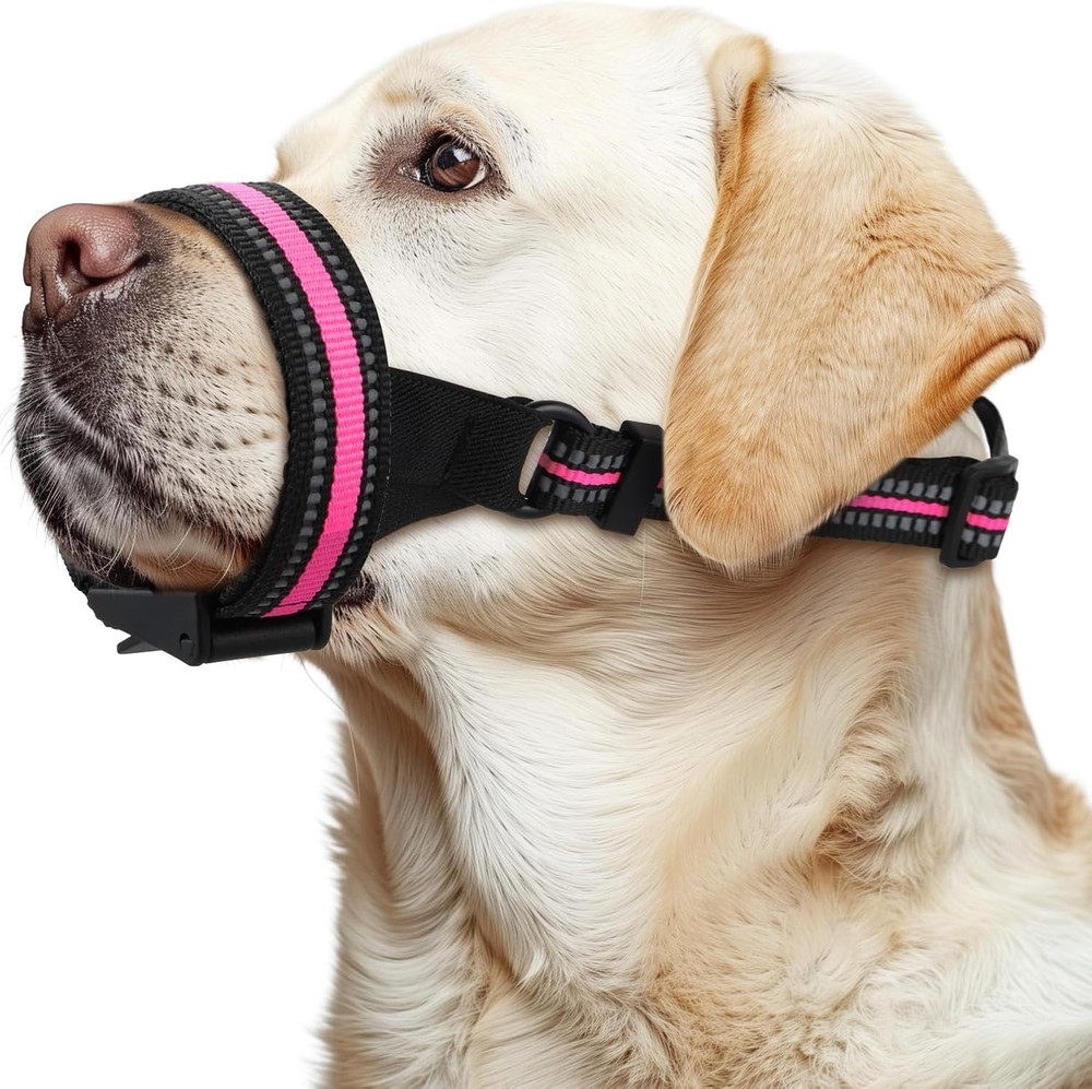 Comfortable Pink Dog Muzzle for Medium Dogs - Prevents Biting & Allows Drinking