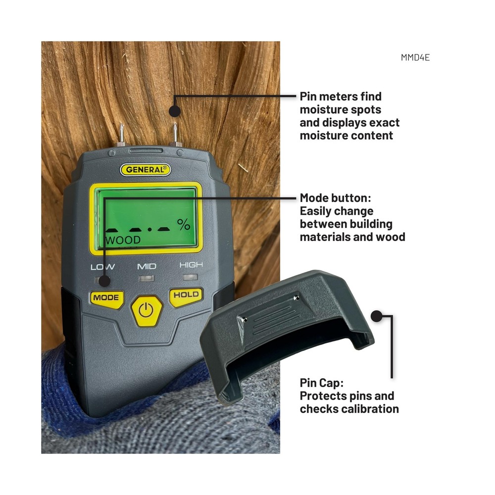 General Tools MMD4E Digital Moisture Meter, Water Leak Detector, Moisture Tes...