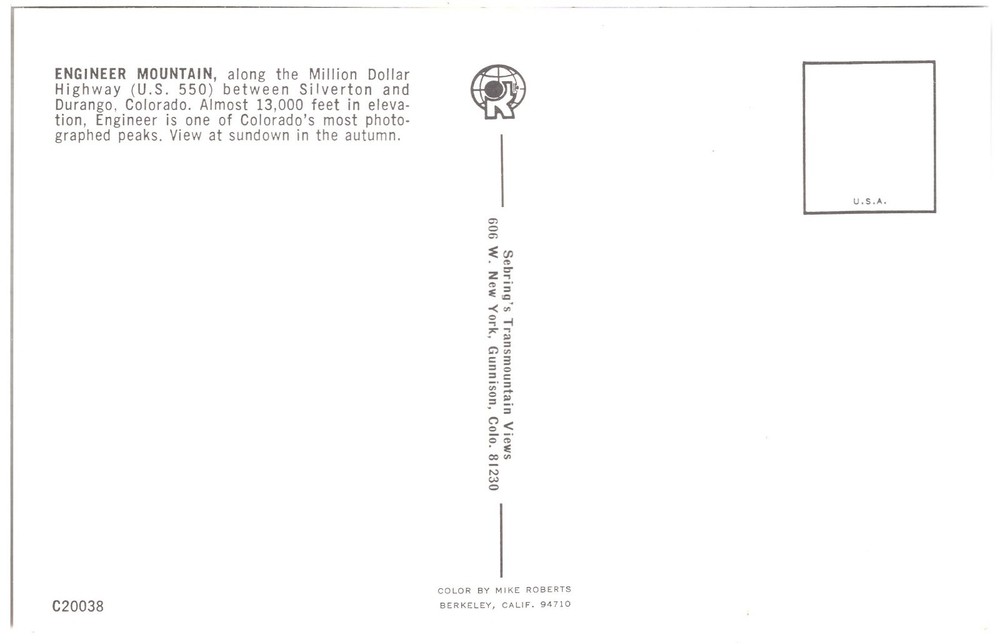 EENGINEER MOUNTAIN BETWEEN SILVERTON & DURANGO, CO - PC2737