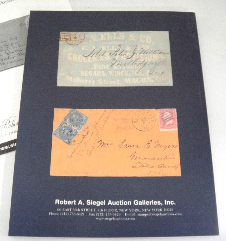 Siegel Auction Catalog 2002 w Prices Realized Karl Agre Coll. Confederate States
