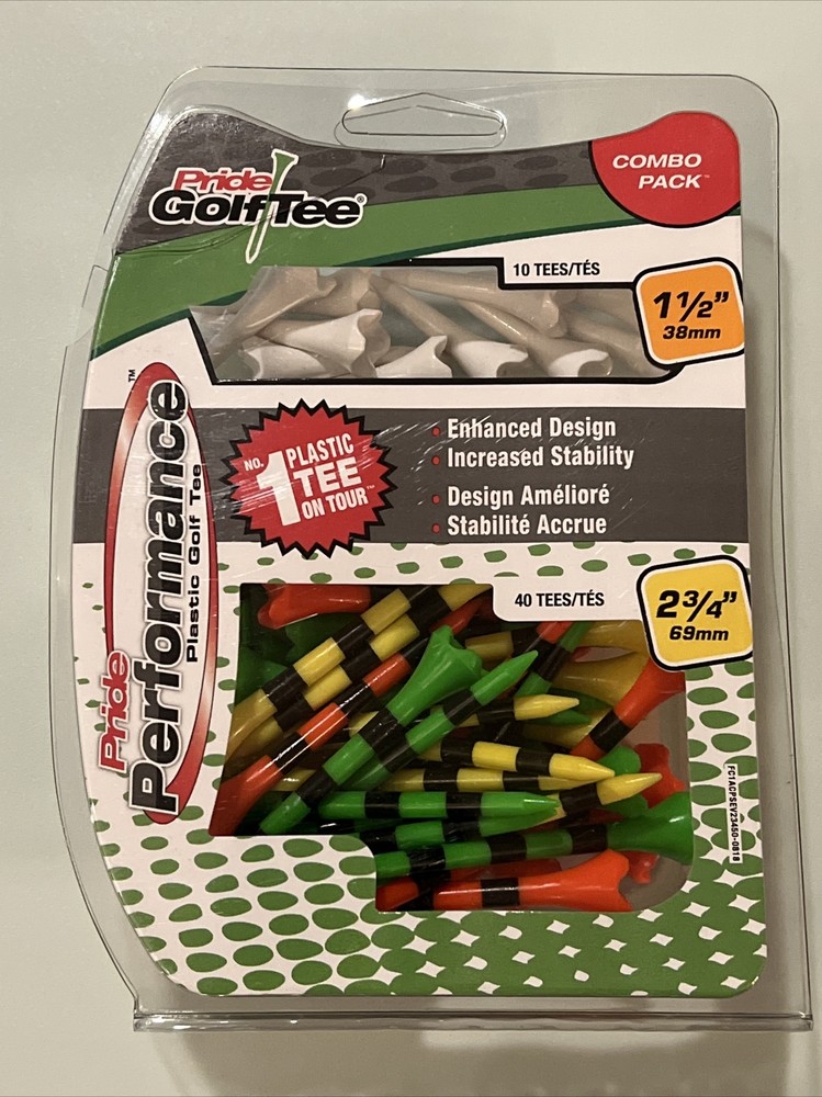 Pride Golf Tee Pride Performance Combo Pack (50 Count: 40 2-3/4" & 10 1-1/2")