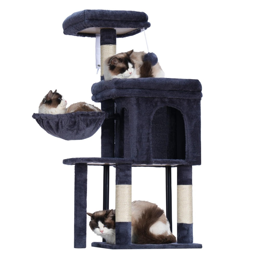 Cat Tree Tower, Scratching Posts with Cozy Condo, Padded Bed, Hammock, Plush ...