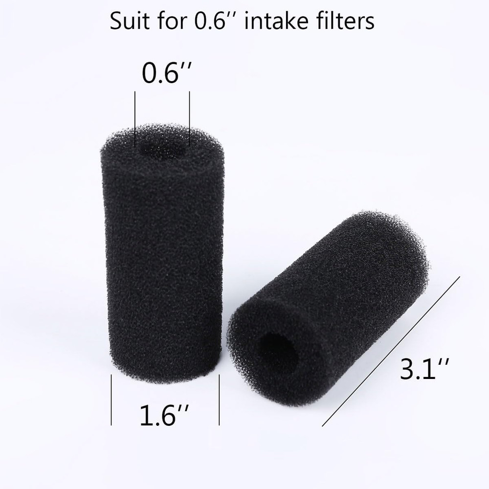 8 Pack Pre-Filter Sponge Aquarium Pre Filter Foam Rolls 0.6” Intake Replacement