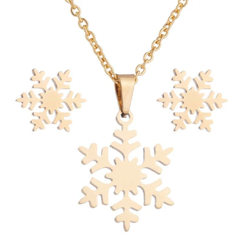 Gold Snowflake necklace and earring set