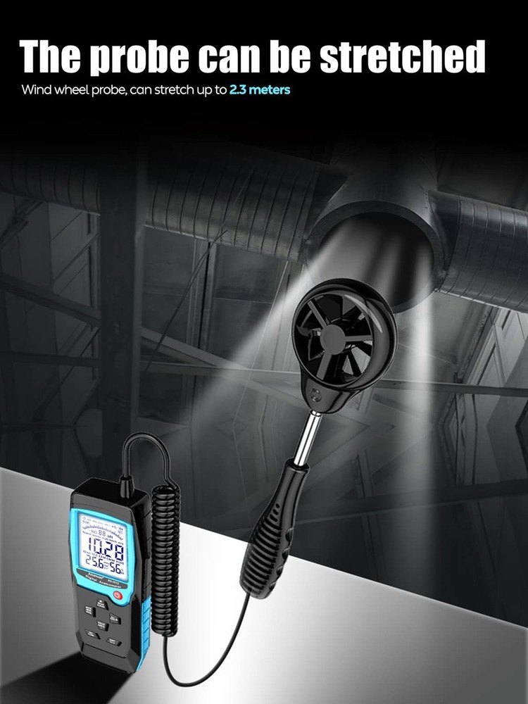 H12 Digital Anemometer Handheld Wind Speed Meter with Extended Wind Sensor, M...