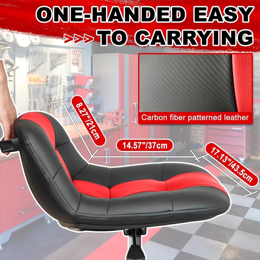 Rolling Stool with Wheels, Adjustable Height Pneumatic Garage Work Mechanic S...