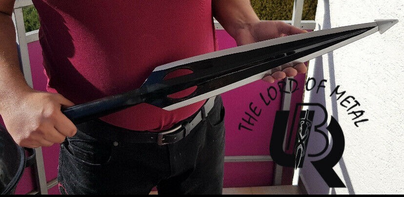 UBR CUSTOM HANDMADE HIGH CARBON STEEL HUNTING SPEAR HEAD WITH LEATHER SHEATH