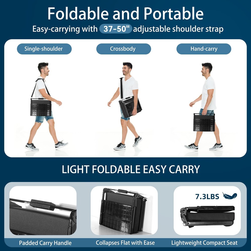 Extra Wide Stadium Seat with Back Support | Adjustable High Back & Thick Padd...